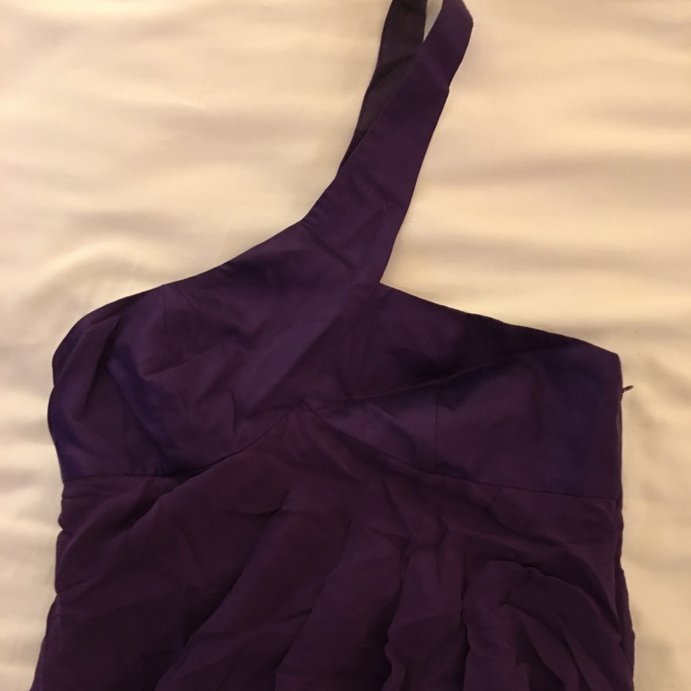Armani Exchange Asymmetrical Silk Plum Tulip Dress - Picture 3 of 5